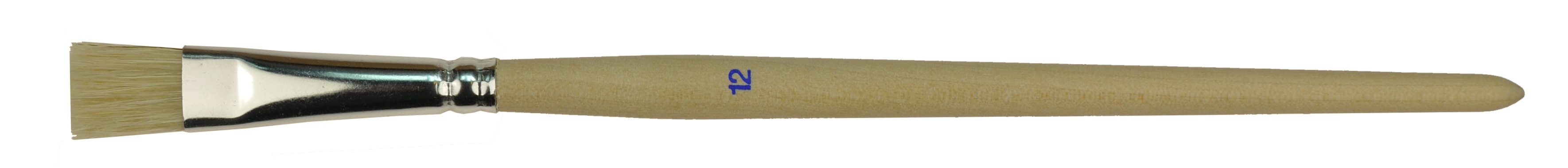 Schulmal- und Borstenpinsel flach stumpf weiße Borsten, kurze rohe Holzstiel, 12 Größen wählbar